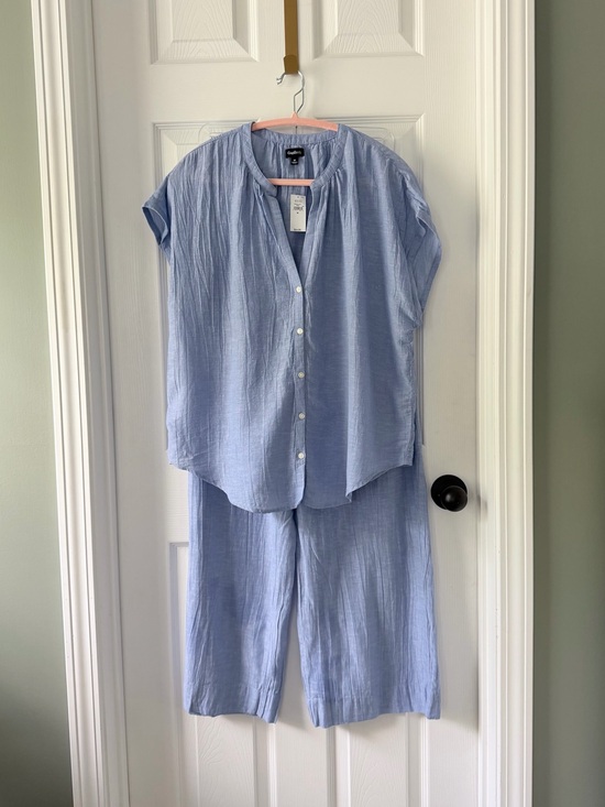 GAP Other - NWT - Gap Crinkle Gauze Dolman PJ Set - Top & Bottom sz M - linen blend Chambray